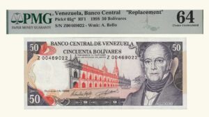 VENEZUELA, 50 Bolívares, Octubre-13-1998, Serie Z8, PMG64.  **REPOSICION**