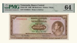 VENEZUELA, 100 Bolívares, Marzo-18-1969, Serie V7, PMG64.