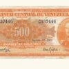 VENEZUELA, 500 Bolívares, Agosto-17-1971, Serie C6, VF+  **CANARIO**