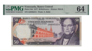 VENEZUELA, 50 Bolívares, Junio-7-1977, Serie G7, PMG-64.