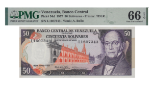 VENEZUELA, 50 Bolívares, Junio-7-1977, Serie L7, PMG66-EPQ.
