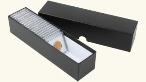 BCW, Caja Para Almacenamiento de Monedas en Flips 2×2 Ctms. Una Hilera -9 Pulgadas.