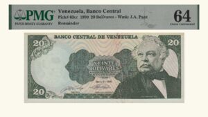 VENEZUELA, 20 Bolívares, Mayo-31-1990, Serie S/S, PMG64. Choice Uncirculated. **REMANENTE**