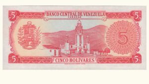VENEZUELA, 5 Bolívares, Abril-11-1972, Serie R7, AU.