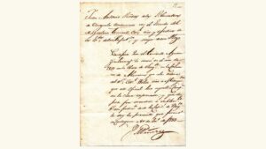 COLOMBIA, Carta de Juan Antonio Piñera, Certificando al Teniente Agustín Zindernajo, 1823