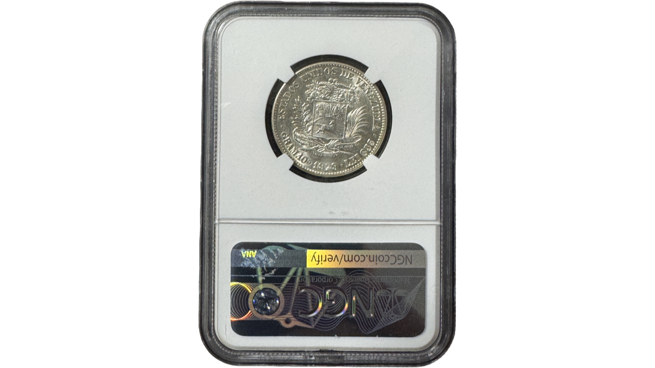 EE.UU. DE VENEZUELA, 2 Bolívares, 1929, NGC MS63. - Imagen 2