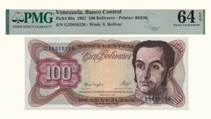 VENEZUELA, 100 Bolívares, Febrero-3-1987, Serie G8, PMG64-EPQ.