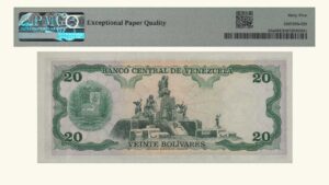 VENEZUELA, 20 Bolívares, Abril-23-1974, Serie B7, PMG65-EPQ Gem Uncirculated.