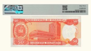 VENEZUELA 50 Bolívares, Diciembre-8-1992, Serie P7, PMG63-Choice Unc.