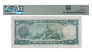 VENEZUELA, 20 Bolívares, Agosto-8-1967, Serie J7, PMG64-Choice Uncirculated.