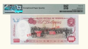 VENEZUELA, 1.000 Bolívares, Junio-5-1995, Serie E8, PMG66-EPQ.  **ESPECIMEN SIN VALOR**