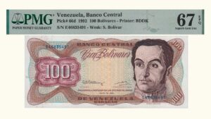 VENEZUELA, 100 Bolívares, Mayo-12-1992, Serie E8, PMG67-EPQ.