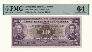 VENEZUELA, 10 Bolívares, Mayo-7-1963, Serie L7, PMG64.