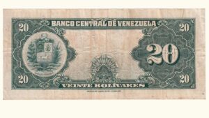 EE.UU. DE VENEZUELA, 20 Bolívares, Marzo-2-1950, Serie E6, VF.