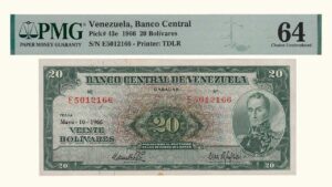 VENEZUELA, 20 Bolívares, Mayo-10-1966, Serie E7, PMG64.