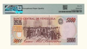 VENEZUELA, 5.000 Bolívares, Mayo-12-1994, Serie A8, PMG66-EPQ.  **MUESTRA**