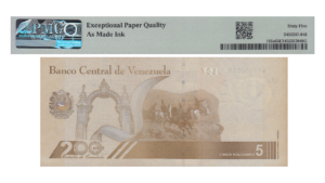VENEZUELA, 5 Bolívares Digitales, Abril-29-2021, Serie A8, PMG65 EPQ.  **MUESTRA SIN VALOR**