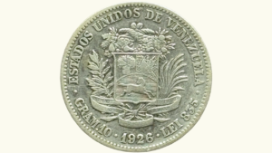 EE.UU. DE VENEZUELA, 2 Bolívares, 1926, XF.