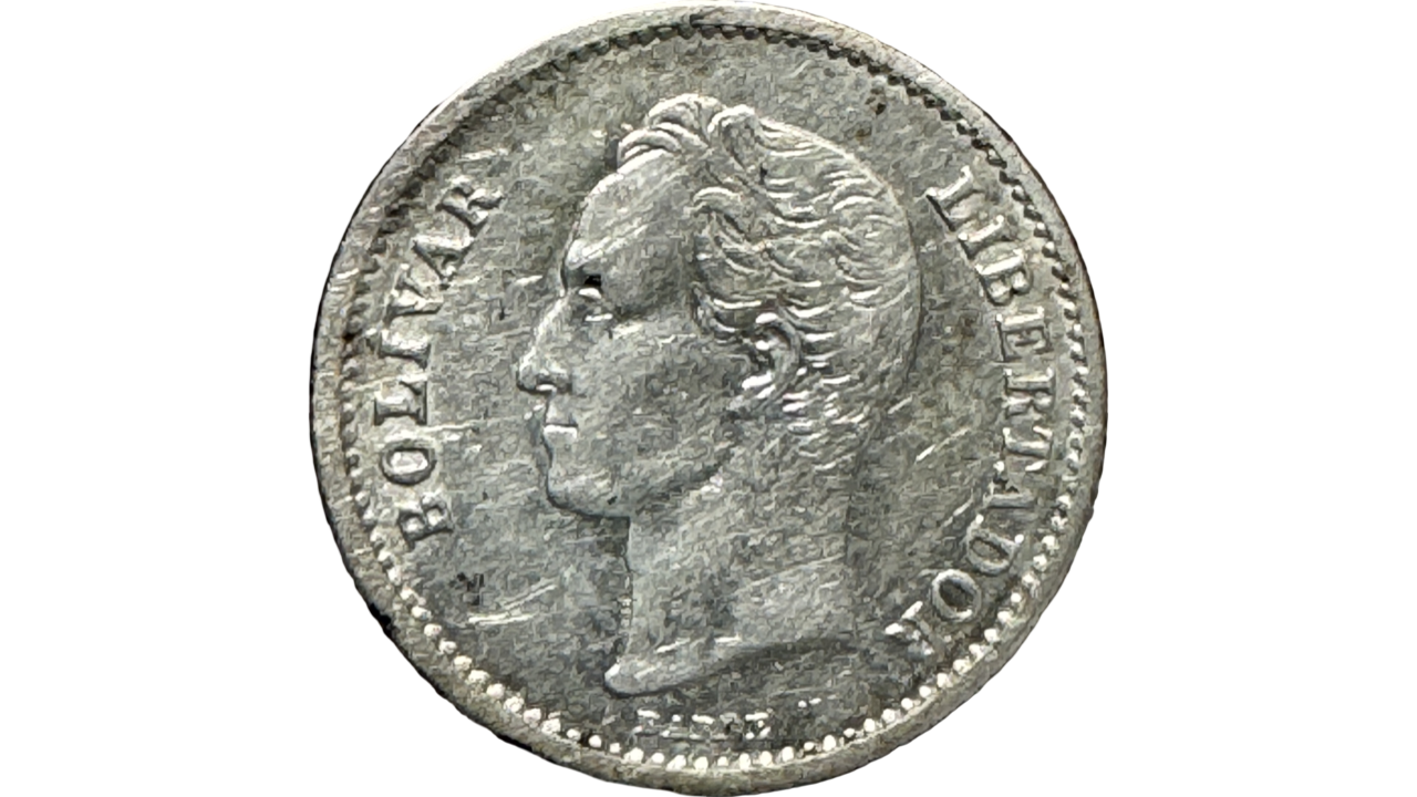 EE.UU. DE VENEZUELA, ¼ Bolívar, 1929, VF/XF. **25 CÉNTIMOS O MEDIO** - Imagen 2