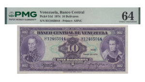 VENEZUELA, 10 Bolívares, Enero-29-1974, Serie H8, PMG64.