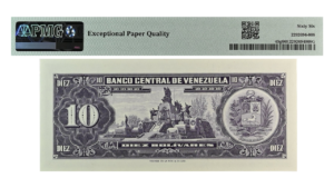 VENEZUELA, 10 Bolívares, Enero-27-1970, Serie Q7, PMG66-EPQ