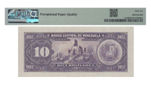 VENEZUELA, 10 Bolívares, Mayo-31-1990, Serie K8, PMG67-EPQ.  **ERROR DE IMPRESION**