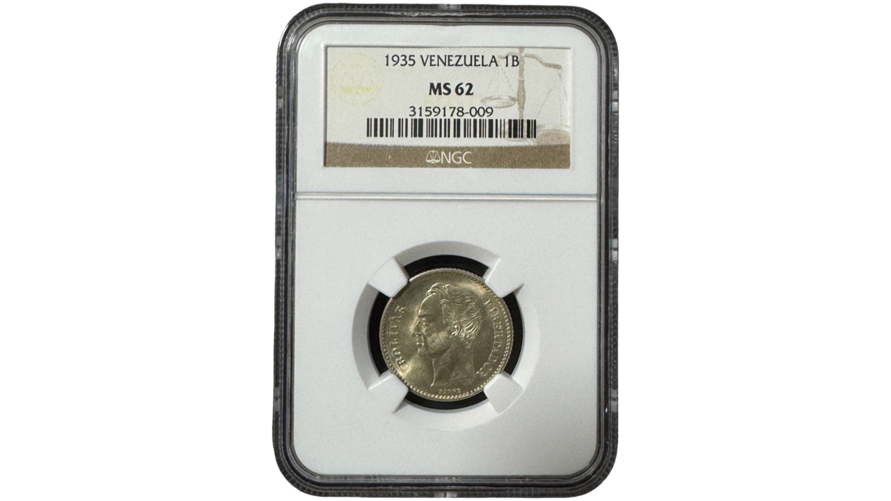 EE.UU. DE VENEZUELA, 1 Bolivar, 1935, NGC MS62.