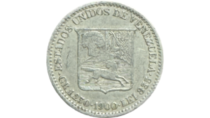 EE.UU. DE VENEZUELA, ¼ Bolívar, 1900, XF.  **25 CÉNTIMOS o MEDIO**