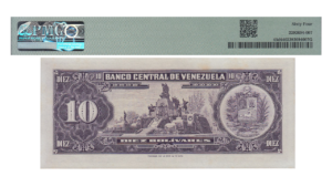 VENEZUELA, 10 Bolívares , Agosto-8-1967, Serie A7, PMG-64.