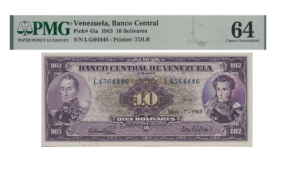 VENEZUELA, 10 Bolívares, Mayo-7-1963, Serie L7, PMG64.