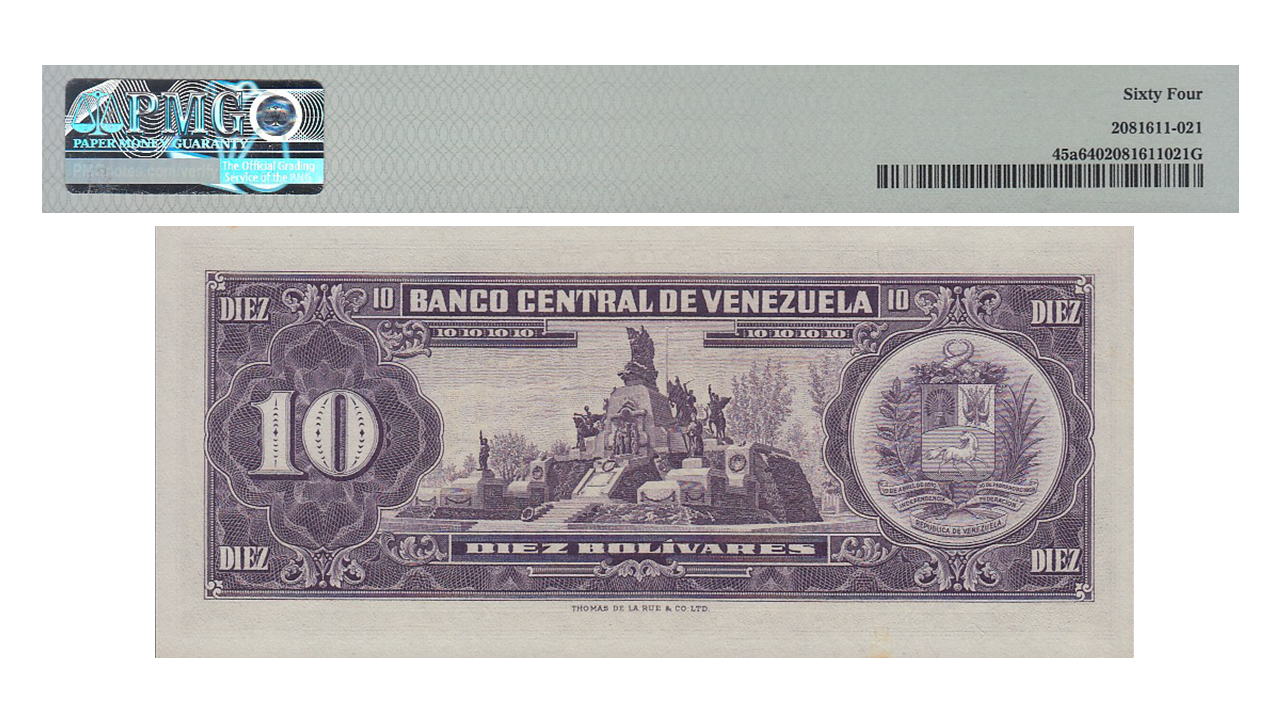 VENEZUELA, 10 Bolívares, Mayo-7-1963, Serie L7, PMG64. - Imagen 2
