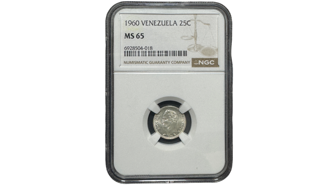 VENEZUELA, 25 Centimos, 1960, NGC MS65. **MEDIO**