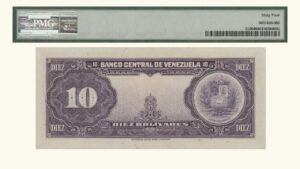 VENEZUELA, 10 Bolívares, Marzo-11-1960 Serie C7, PMG64.  **CARA VOLTEADA**