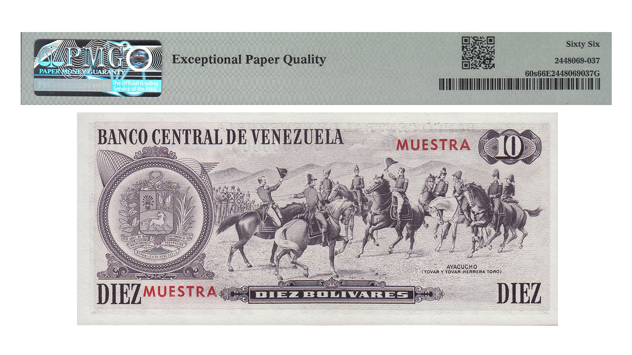 VENEZUELA, 10 Bolívares, Octubre-6-1981, Serie B8, PMG66-EPQ. **MUESTRA / CONMEMORATIVO** - Imagen 2