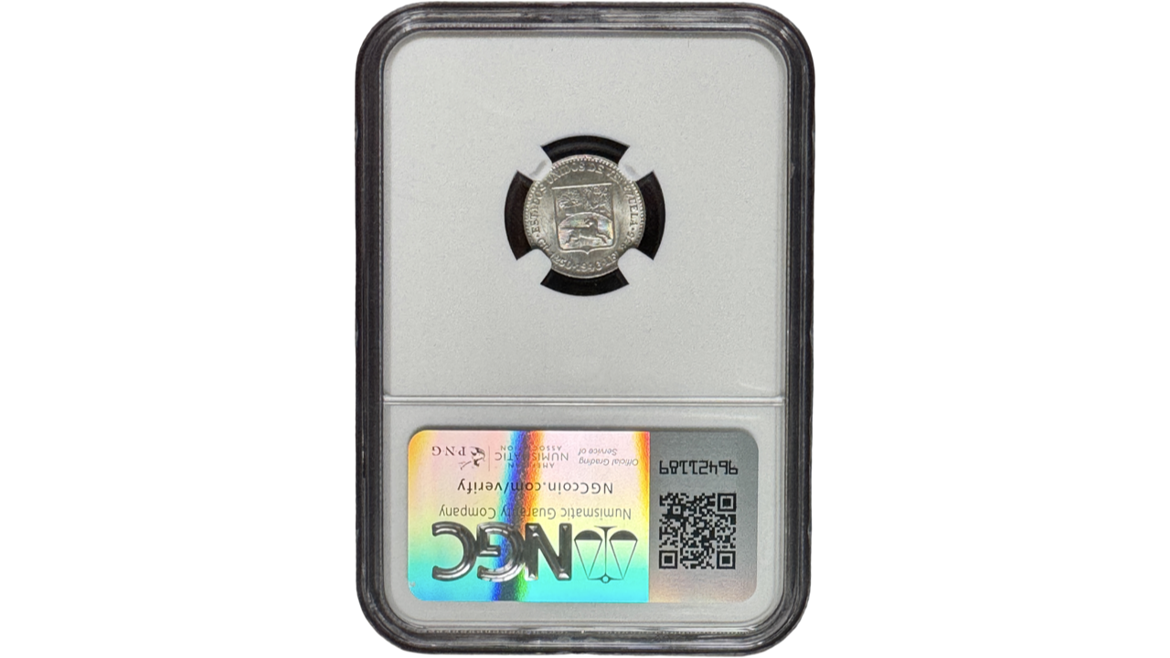 EE.UU. DE VENEZUELA, ¼ Bolívar, 1946, NGC MS64. **25 CENTIMOS o MEDIO** - Imagen 2