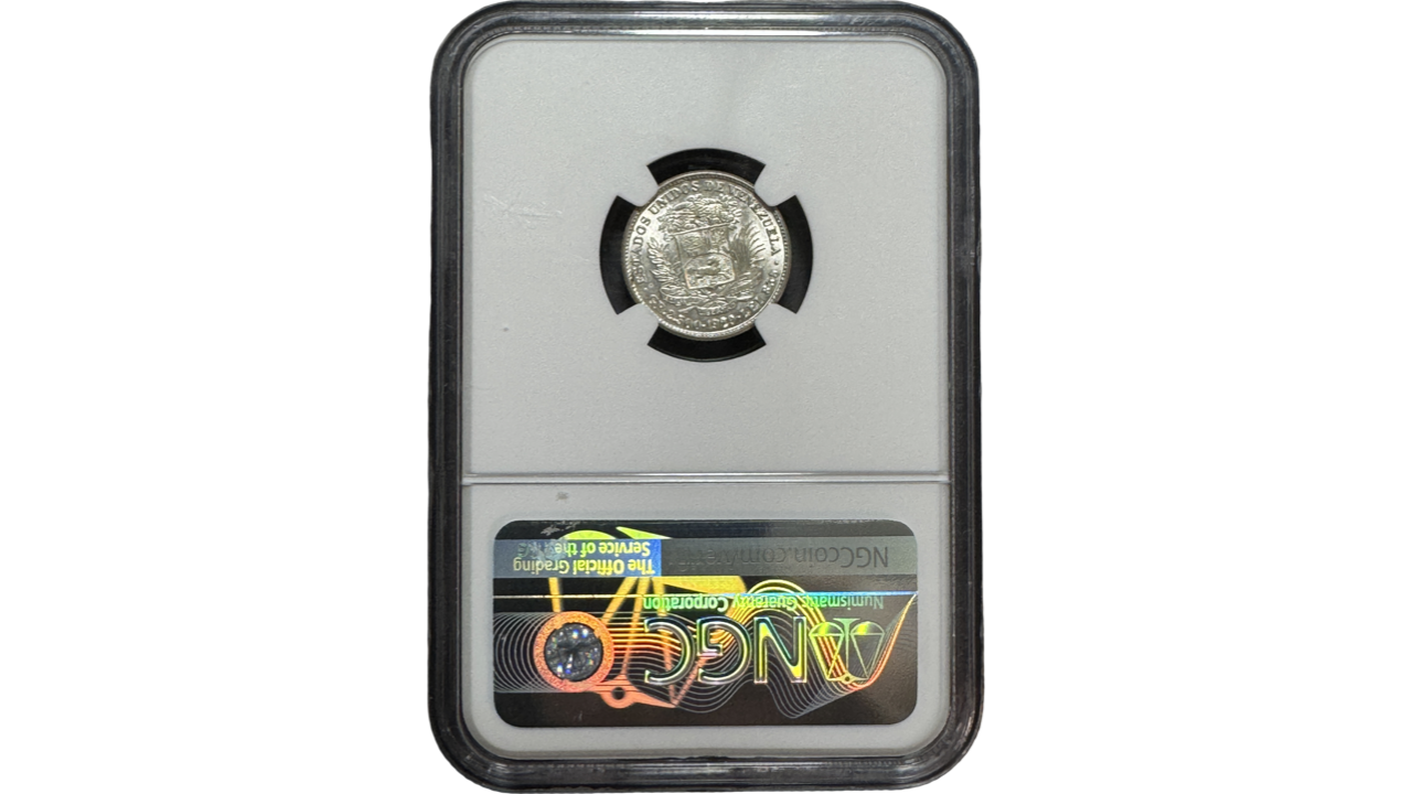 EE.UU. DE VENEZUELA, ½ BOLÍVAR, 1929, NGC MS63. **REAL O 50 CENTIMOS** - Imagen 2