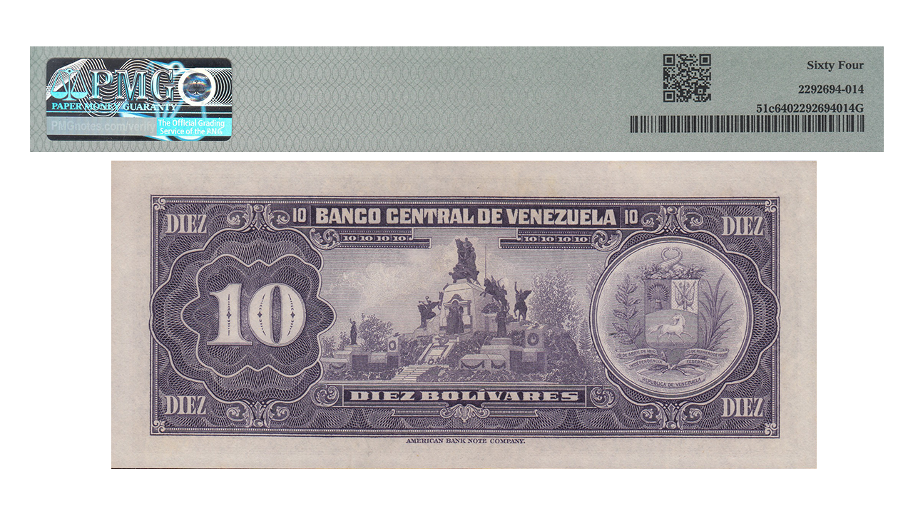 VENEZUELA, 10 Bolívares, Marzo-13-1973, Serie L8, PMG64. - Imagen 2