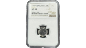 VENEZUELA, 25 Centimos, 1989, NGC MS66. **25 CENTIMOS o MEDIO**