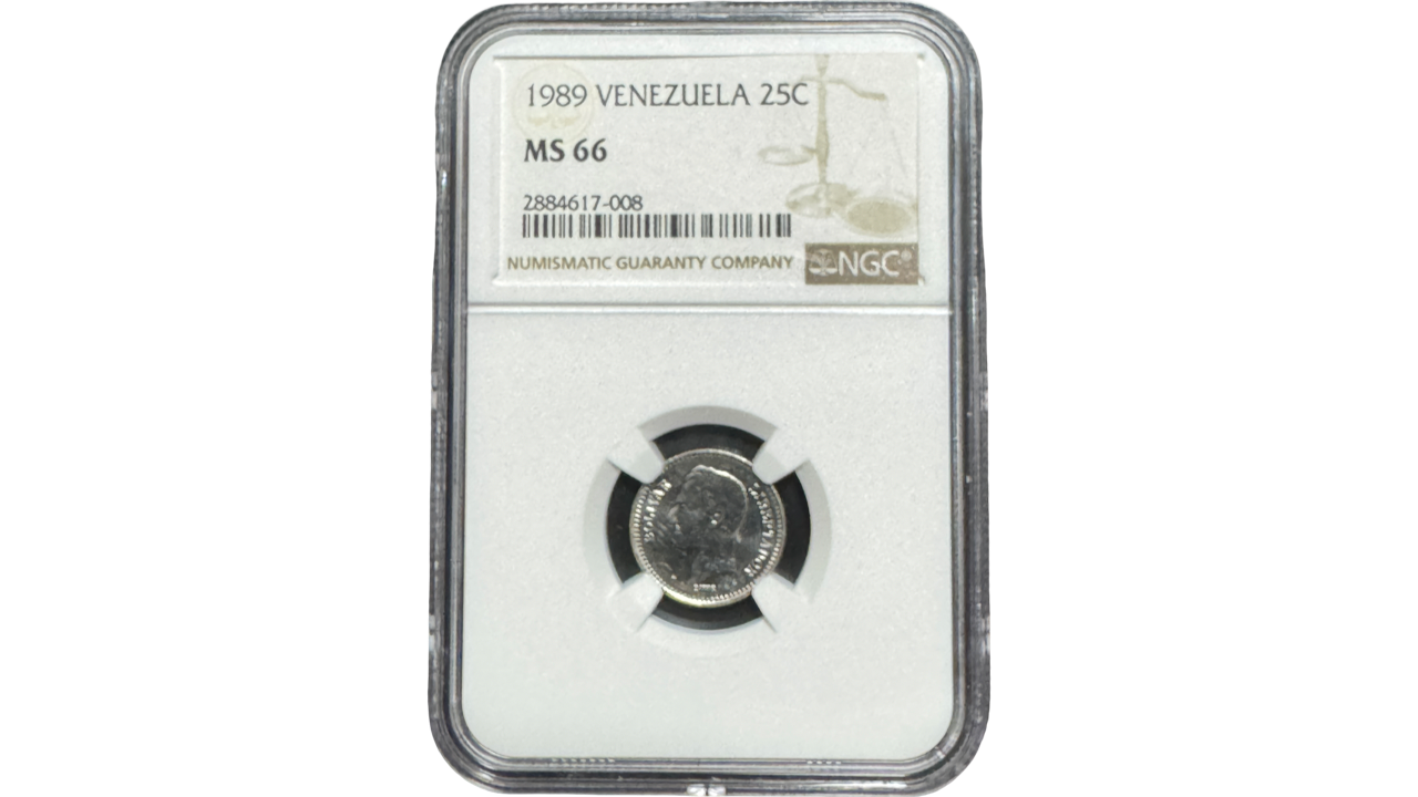 VENEZUELA, 25 Centimos, 1989, NGC MS66. **25 CENTIMOS o MEDIO**
