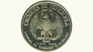 VENEZUELA, Medalla Serie Caciques De Venezuela, 9 Dineros, 1959, AU.  **CACIQUE GUAICAMACUARE**