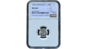 EE.UU. DE VENEZUELA, ¼ Bolívar, 1944, NGC MS64+. **25 CENTIMOS O MEDIO**