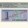 VENEZUELA, 1 Bolívar, Octubre-5-1989, Serie X8, PMG66-EPQ.  **TINOQUITO / MUESTRA**