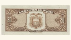 ECUADOR, 20 Sucres, Mayo-24-1980, Serie LE8, AU