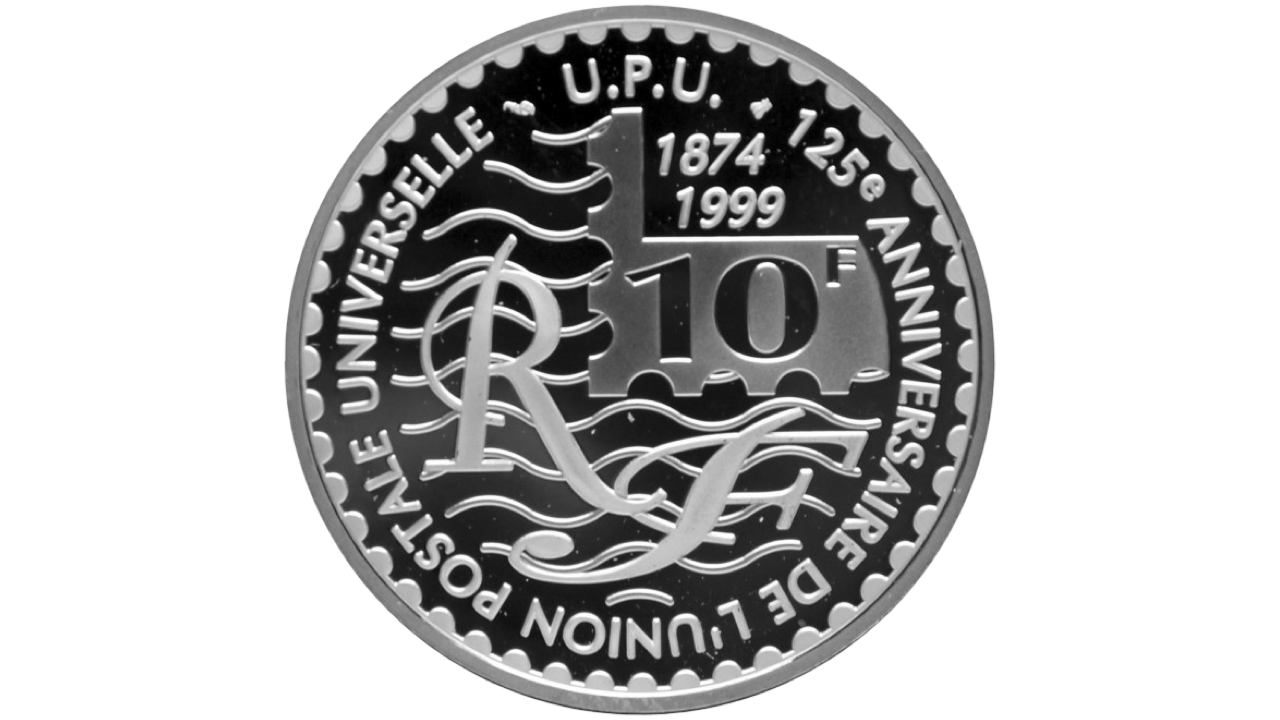 FRANCIA, 10 Francos, 1999, UNC. "125e ANNIVERSAIRE DE L'UNION POSTALE UNIVERSELLE U.P.U." - Imagen 2