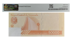VENEZUELA, 50.000 BsS., Enero-22-2019, Serie A8, PMG64.  **ERROR DE IMPRESION**
