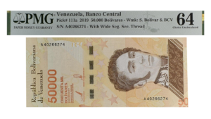 VENEZUELA, 50.000 BsS., Enero-22-2019, Serie A8, PMG64.  **ERROR DE IMPRESION**
