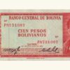 BOLIVIA, 100 Bolivianos, Julio-13-1962, Serie P7, AU+