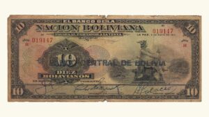 BOLIVIA, 10 Bolivianos, Mayo-11-1911, Serie H6, VG.