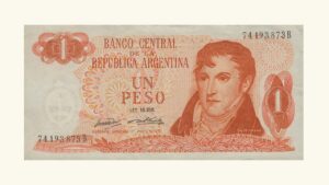 ARGENTINA, 1 Peso, 1970 – 1973, Serie B8, AU.