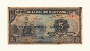 BOLIVIA, 5 Bolivianos, Mayo-11-1911, Serie T6, F.